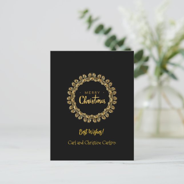 Postal Plantilla, bonito negro y oro, (Anverso de pie)