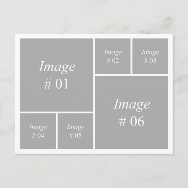 Postal plantilla con 6 imágenes cuadradas (Anverso)