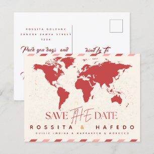 Postal Plantilla de Ahorro de Fecha de Boda de Destino, A