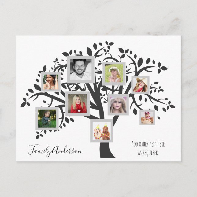 Postal Plantilla de árbol de familia de collages de fotos (Anverso)