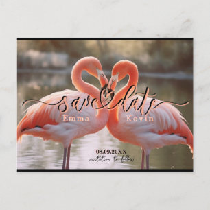 Postal Plantilla de Aviso de Fecha de Elegante Flamingo A