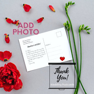 Postal Plantilla de boda con letra a mano Foto Gracias 