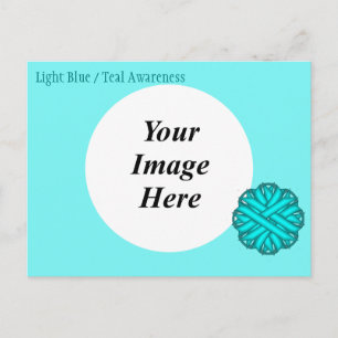 Postal Plantilla de cinta de flor azul/Verde azulada de K