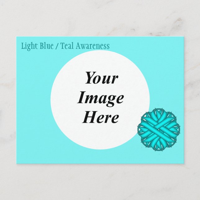 Postal Plantilla de cinta de flor azul/Verde azulada de K (Anverso)