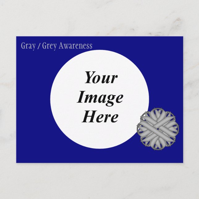 Postal Plantilla de cinta de flor gris / gris de K Yoncic (Anverso)
