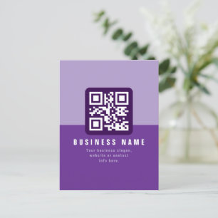 Postal Plantilla de código QR moderno editable Púrpuras