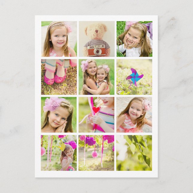 Postal Plantilla de collage de fotos personalizada (Anverso)