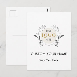 Postal Plantilla de corona floral elegante con logotipo p