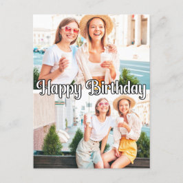 Postal Plantilla de cumpleaños linda y moderna con 2 foto