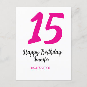 Postal plantilla de cumpleaños número 15 rosa quiencenera