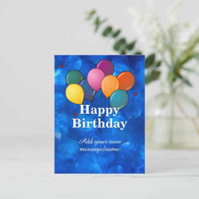 Postal Plantilla de Feliz Cumpleaños, personalizable, (Anverso de pie)