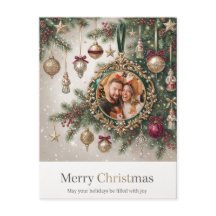 Plantilla de foto de adorno navideño vintage