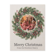 Plantilla de foto de corona de Navidad con texto p