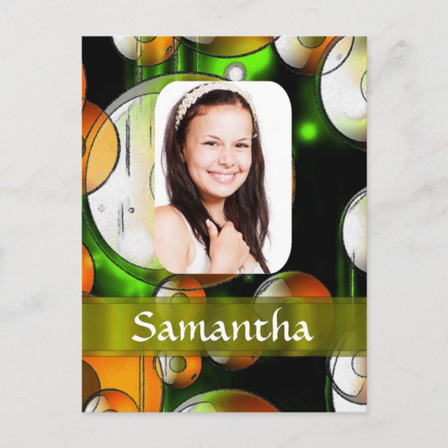Postal Plantilla de fotografía circular abstracta (Anverso)