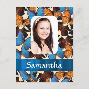 Postal Plantilla de fotografía de collage de mariposa