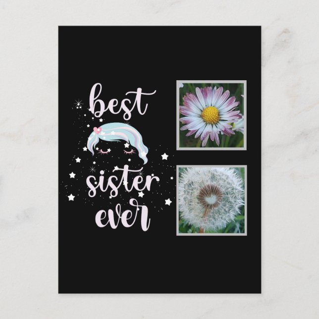 Postal Plantilla de fotografía de la mejor hermana (Anverso)
