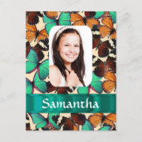 Plantilla de fotografía de patrón de mariposa verd