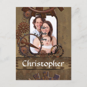 Postal Plantilla de fotografía personalizada de steampunk