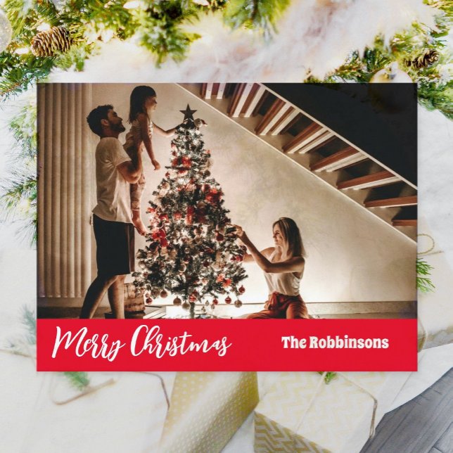 Postal Plantilla de Fotos de Navidad de Feliz Festividad  (Merry Christmas Photo template Greeting Holiday Postcard)