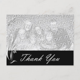 Postal Plantilla de fotos florales negras Gracias Postcar