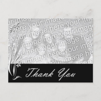 Postal Plantilla de fotos florales negras Gracias Postcar