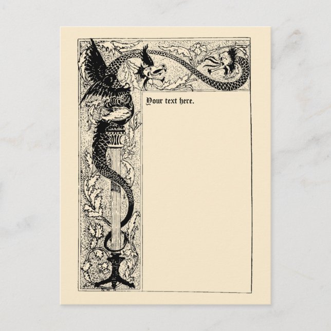 Postal Plantilla de frontera de dragones de la época vict (Anverso)