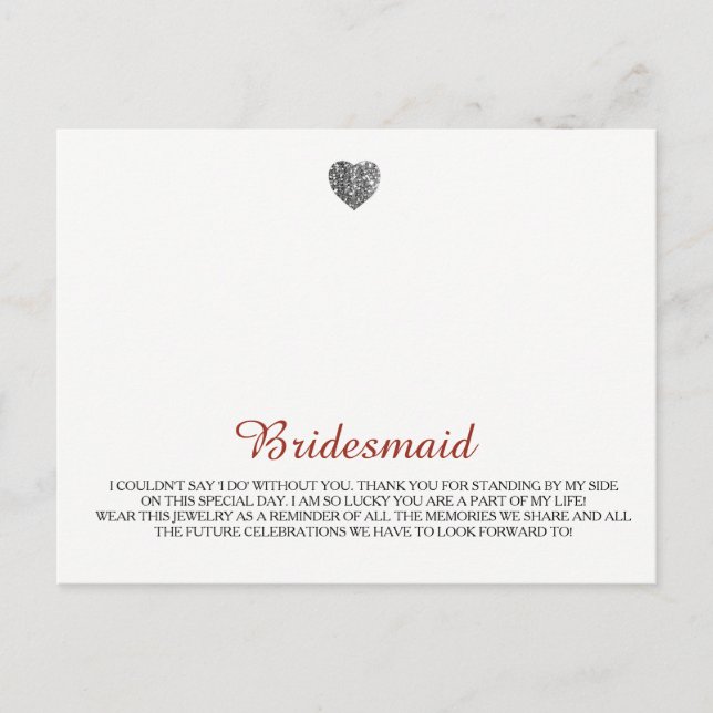 Postal Plantilla de joyas para damas de honor (Anverso)