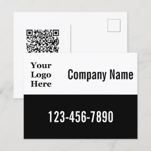 Postal Plantilla de negocio Código QR y logotipo aquí