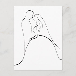 Postal Plantilla de silueta elegante para novias y novias
