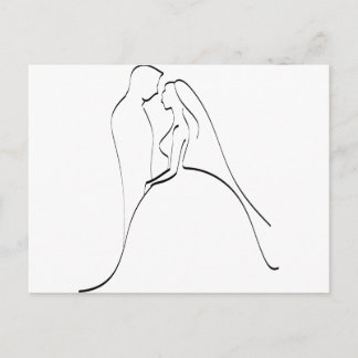 Postal Plantilla de silueta elegante para novias y novias