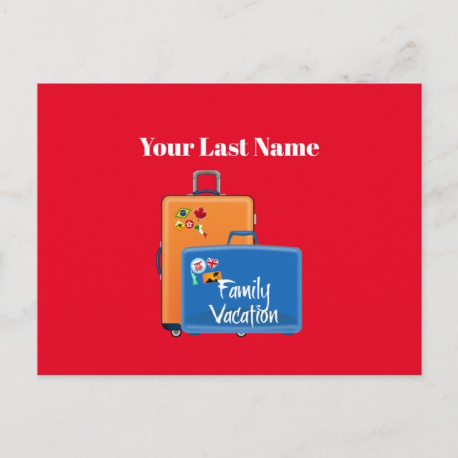 Postal Plantilla de vacaciones familiares, Personalizable (Anverso)