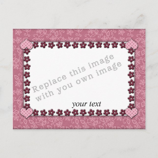 Postal Plantilla - Diseño de corazón rosado (Anverso)