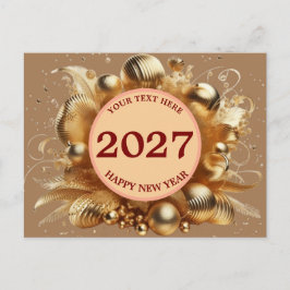 Postal Plantilla elegante de Feliz Año Nuevo dorado