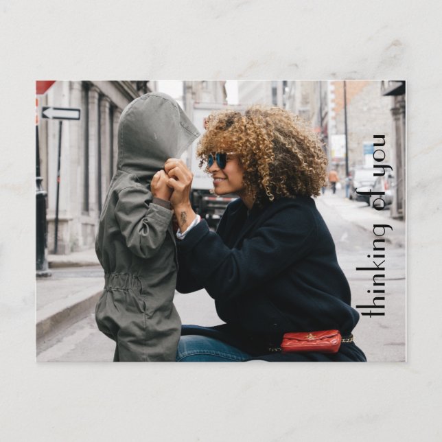 Postal Plantilla fotográfica personalizada "Pensando en t (Anverso)
