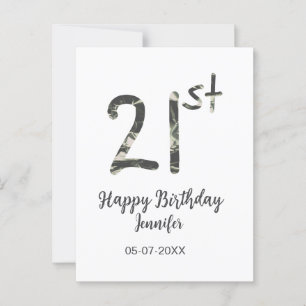 Postal plantilla negra cumpleaños 21 añadir nombre fecha