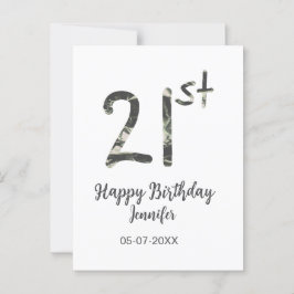 Postal plantilla negra de cumpleaños 21 agregar nombre fe