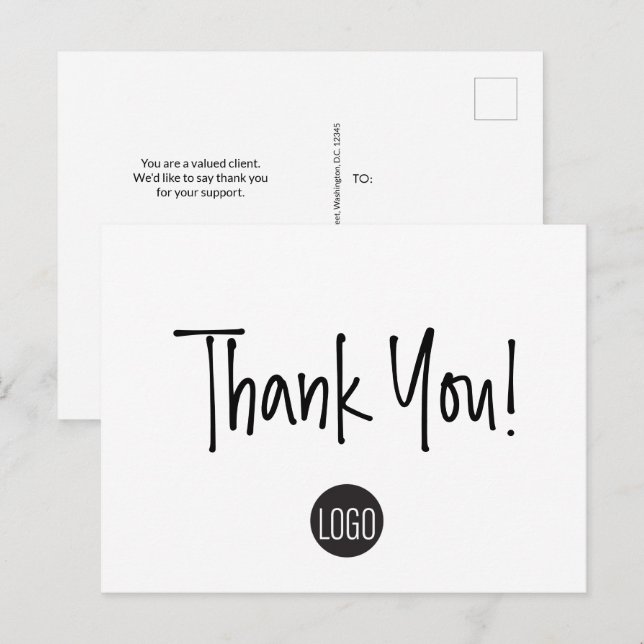 Postal Plantilla simple de negocio de agradecimiento al c (Anverso / Reverso)