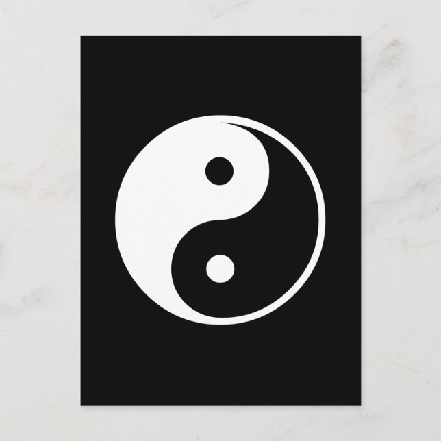 Postal Plantilla Yin Yang de Ilustracion blanco y negro (Anverso)