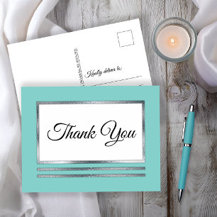 Postal Plata Aqua Moderno Simple Elegante Gracias