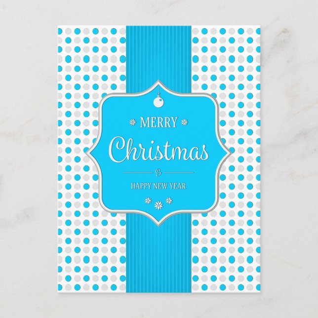 Postal Plata-Azul de los lunares del navidad (Anverso)