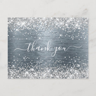 Postal Plata Brillante Pizarra Cumpleaños Gracias Foil