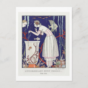 Postal Plata de moda Art Deco de Vestido de Verano de Bar