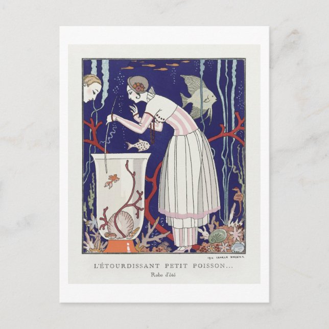 Postal Plata de moda Art Deco de Vestido de Verano de Bar (Anverso)