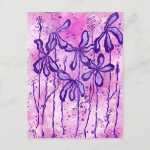 Postal Plata de pintura morada/rosa y alilices