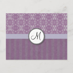 Postal Plata en Damasco de Lavanda con franjas y monogram