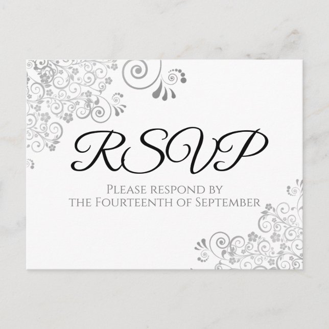 Postal Plata Frills Simple Elegant Wedding RSVP (Anverso)