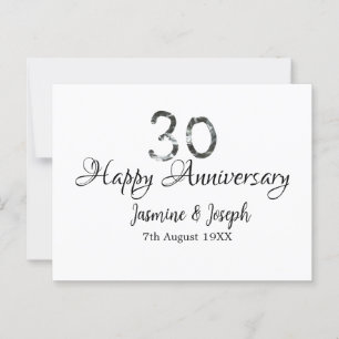 Postal Plata Metálico 30º Feliz aniversario agregar nombr