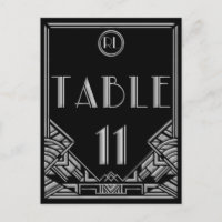 Plata Negra Art Deco Gatsby Estilo Tabla Número 11