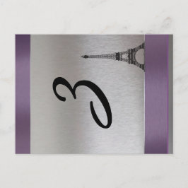 Postal Plata Púrpura París Torre Eiffel Número de mesa