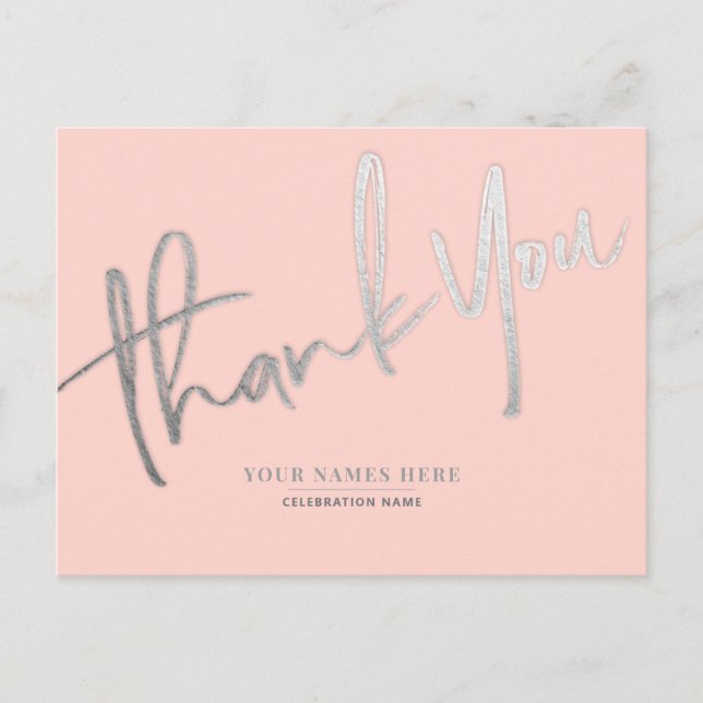 Postal Plata Rosa Gracias Universal Elegante (Anverso)